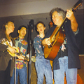 Catskill, New York, March 1998. L-R: Laurie Lewis, Akira Otsuka, Ira,    Peter Rowan. (Not shown: Mike Munford, banjo.)